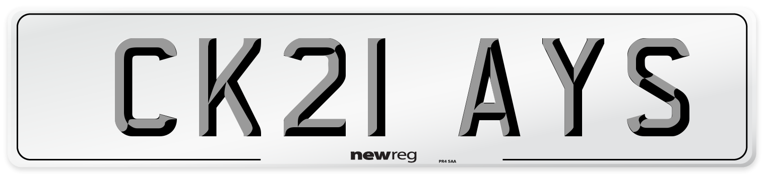 CK21 AYS Number Plate from New Reg